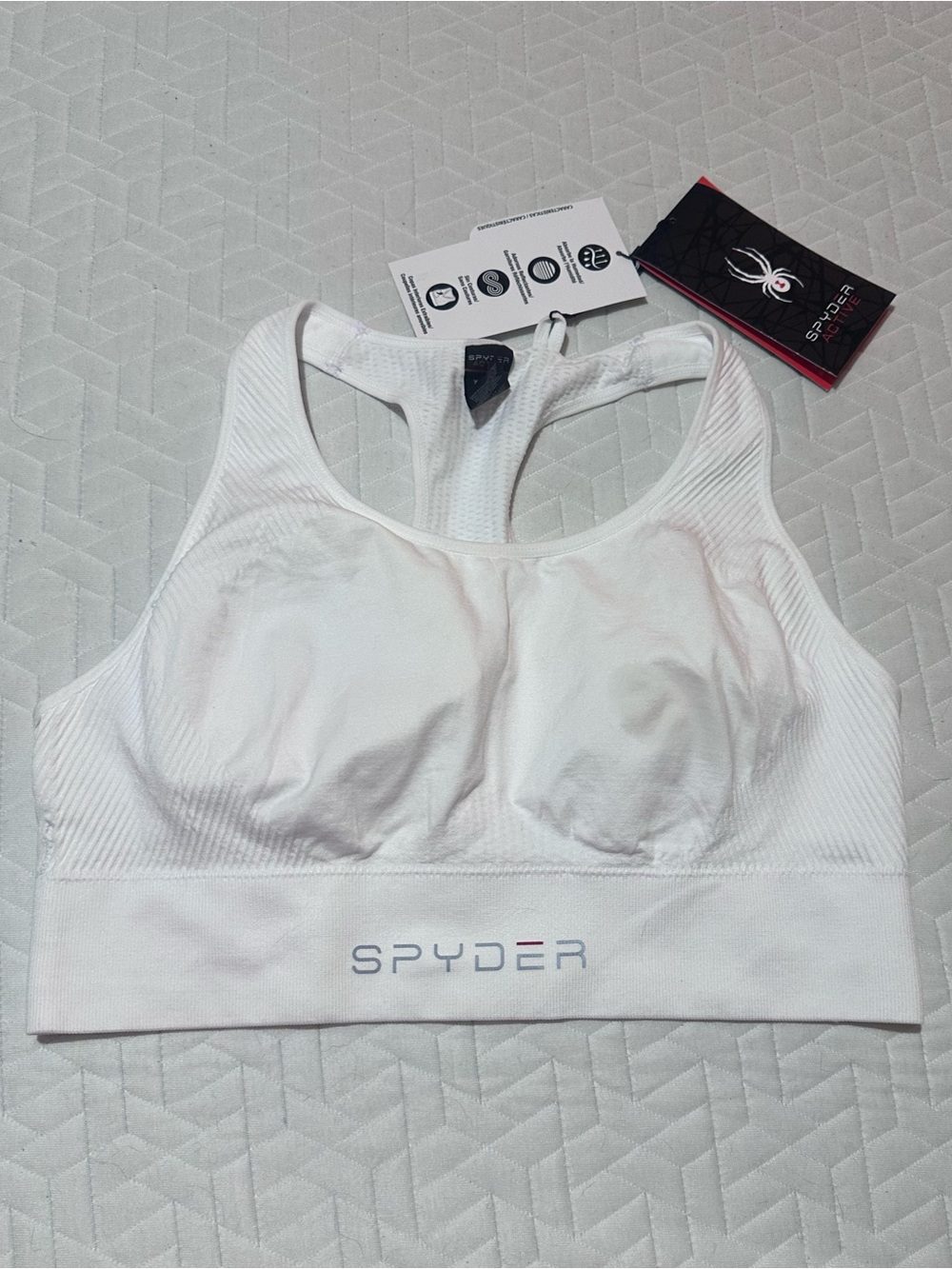 Spyder White Padded Racerback Sports Bra